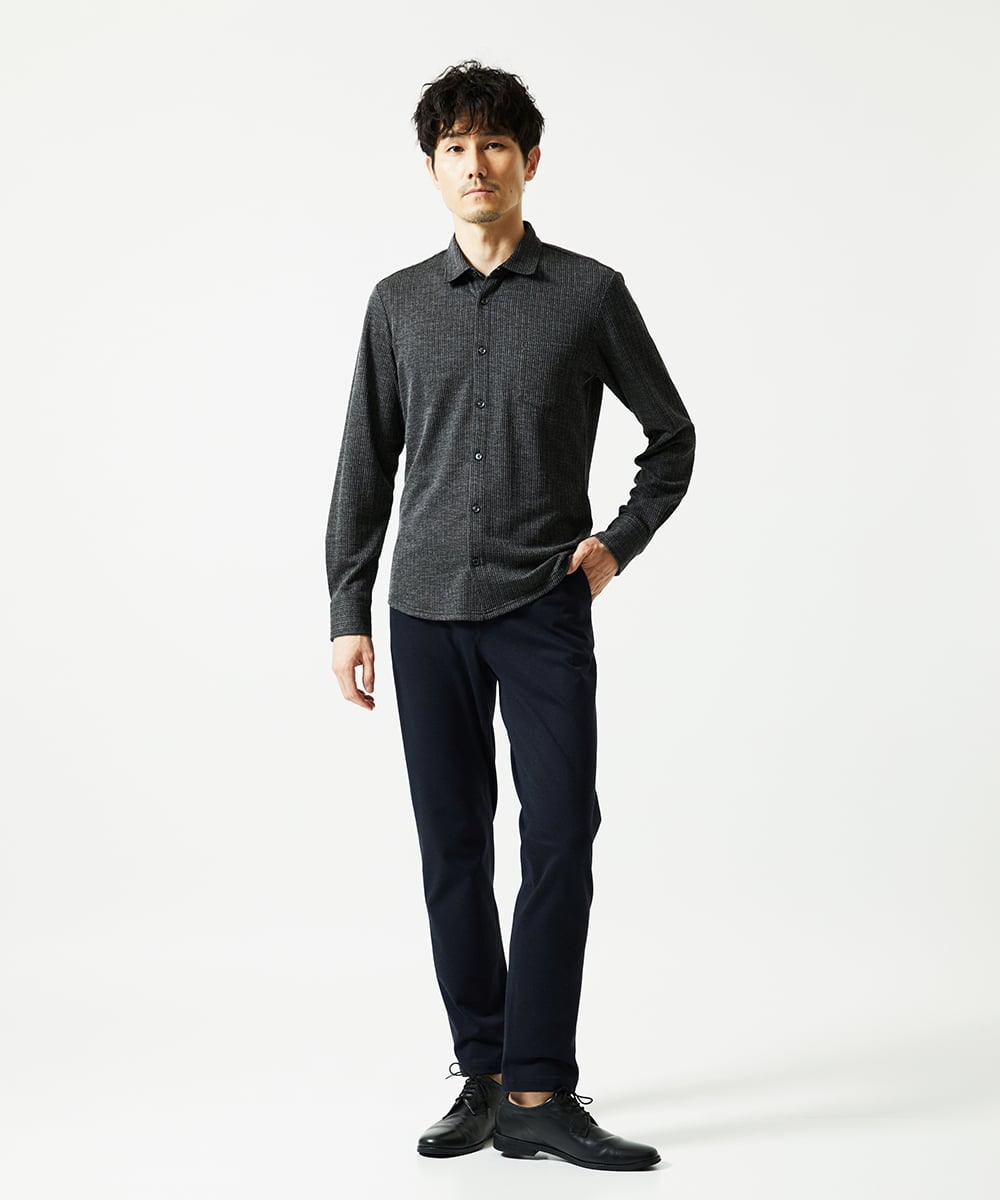 MKBAF19090 MK MICHEL KLEIN HOMME(MKミッシェルクランオム) オニキスストライプシャツ ブラック