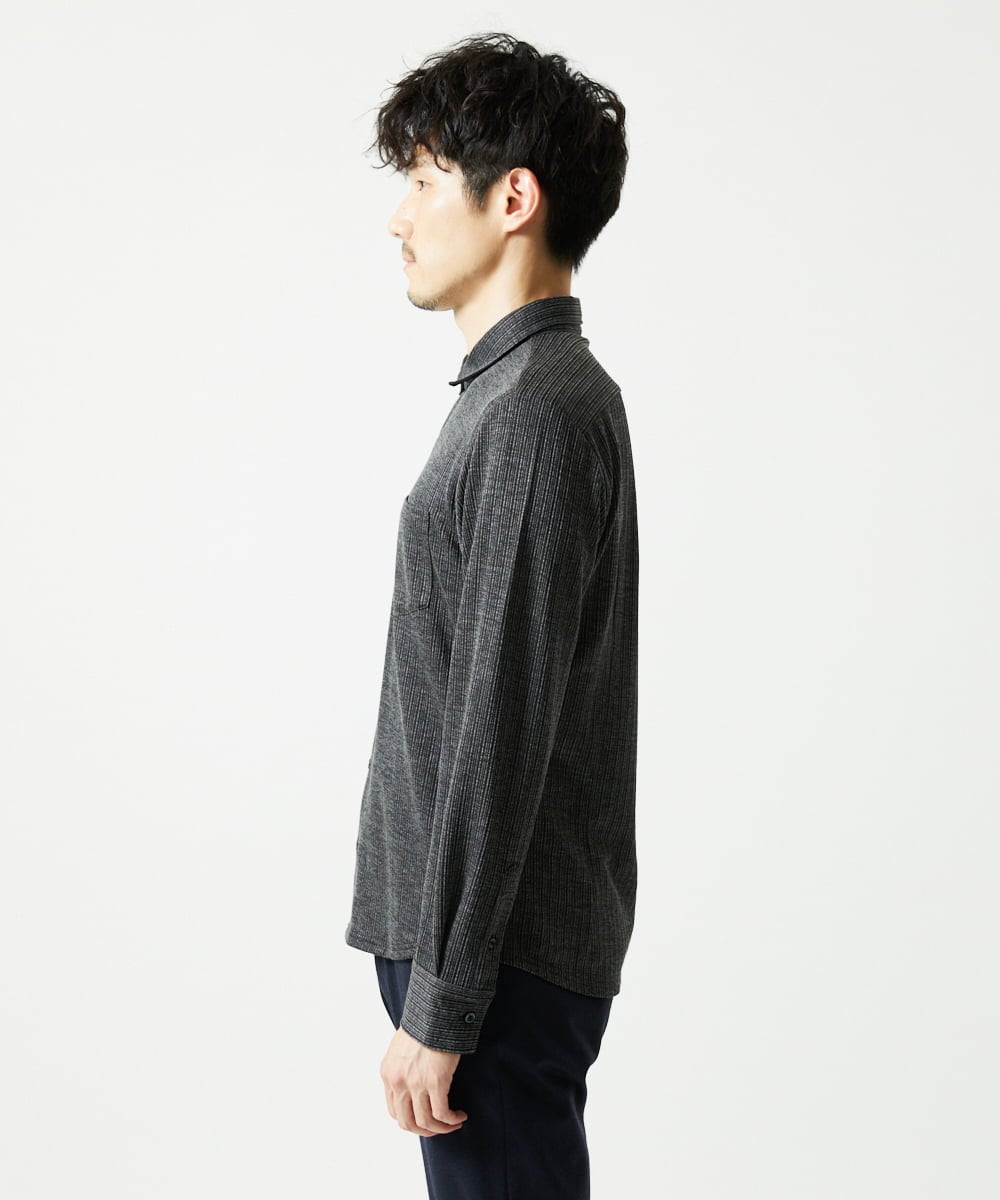 MKBAF19090 MK MICHEL KLEIN HOMME(MKミッシェルクランオム) オニキスストライプシャツ ブラック