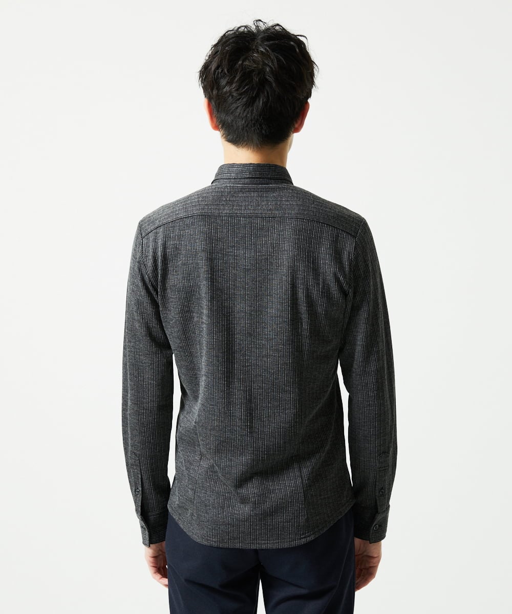 MKBAF19090 MK MICHEL KLEIN HOMME(MKミッシェルクランオム) オニキスストライプシャツ ブラック