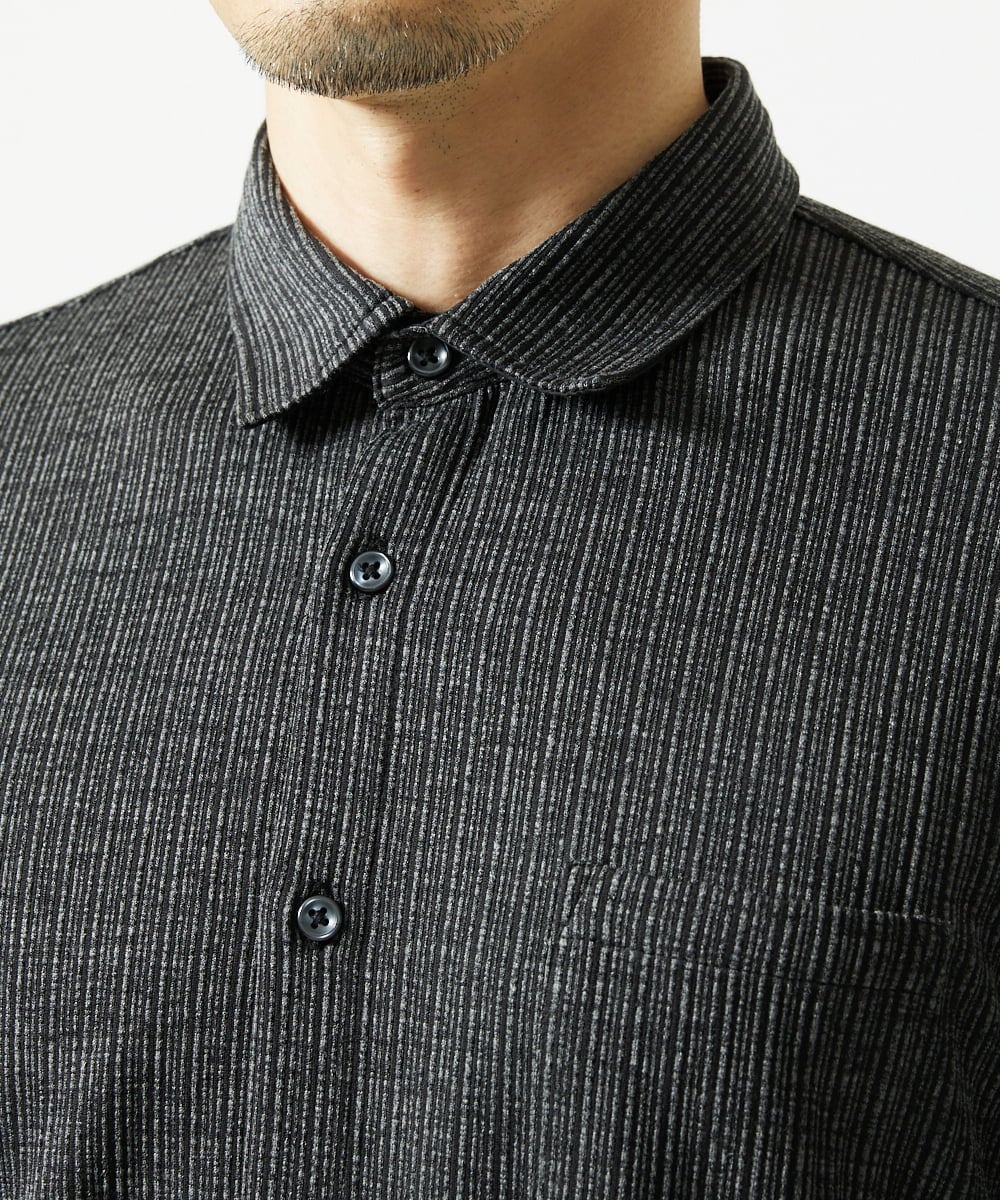 MKBAF19090 MK MICHEL KLEIN HOMME(MKミッシェルクランオム) オニキスストライプシャツ ブラック