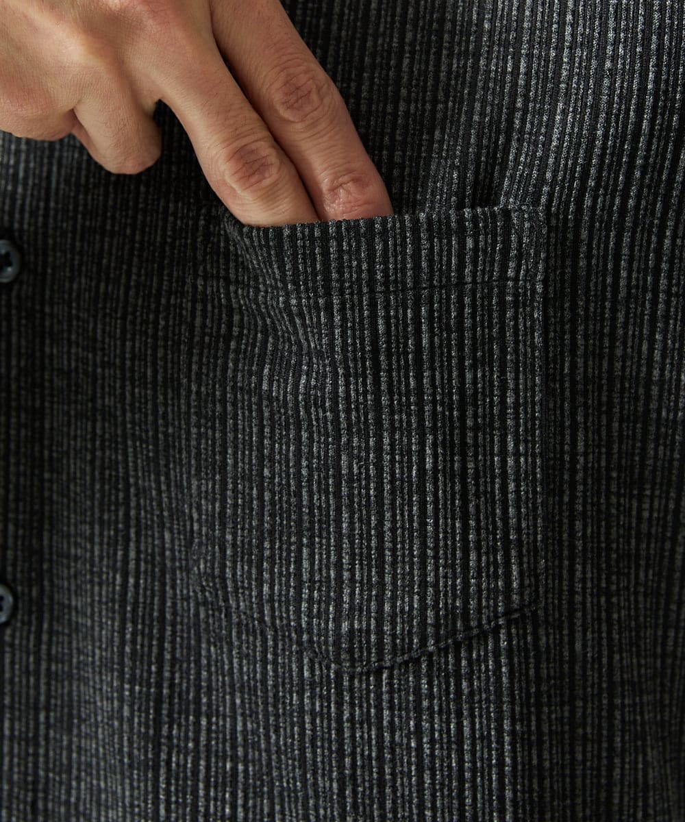 MKBAF19090 MK MICHEL KLEIN HOMME(MKミッシェルクランオム) オニキスストライプシャツ ブラック