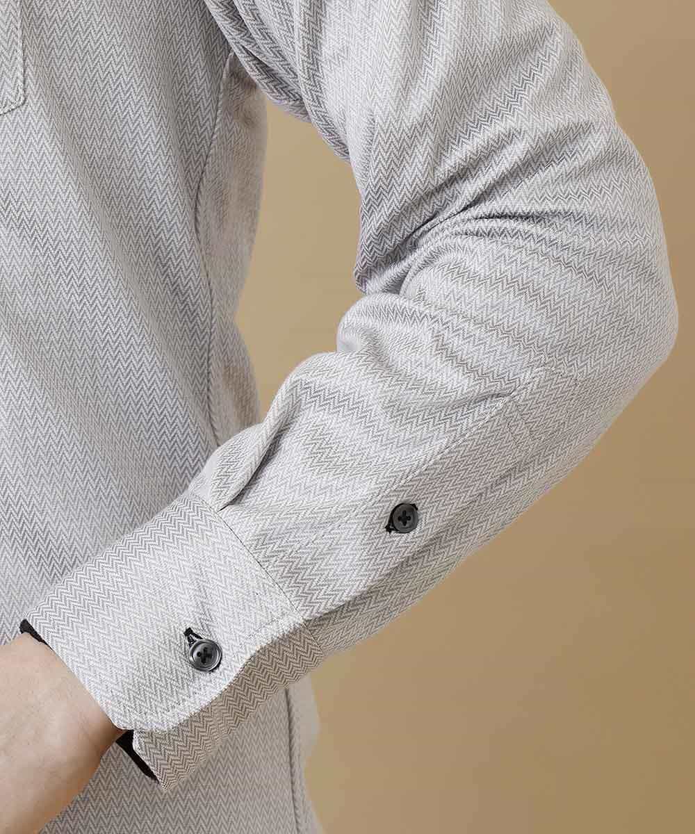 MKBAM62110 MK MICHEL KLEIN HOMME(MKミッシェルクランオム) シャツ／カットミニへリンボン グレー