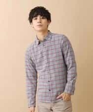 MKBAM64110 MK MICHEL KLEIN HOMME(MKミッシェルクランオム) シャツ／チドリ＆チェックコットン レッド