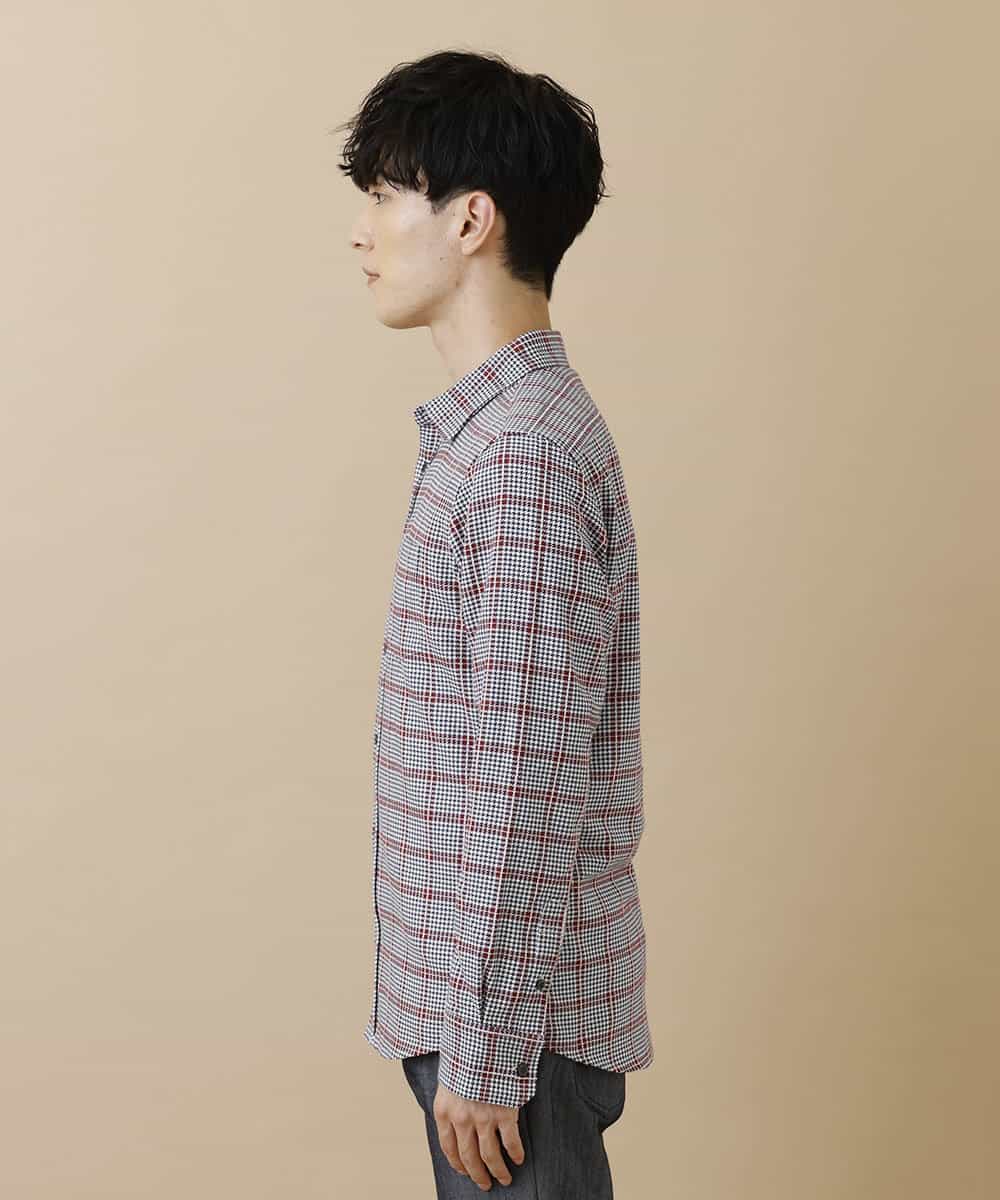 MKBAM64110 MK MICHEL KLEIN HOMME(MKミッシェルクランオム) シャツ／チドリ＆チェックコットン レッド