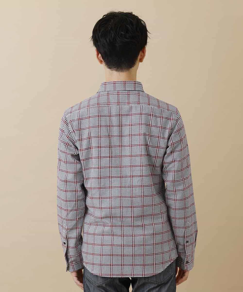 MKBAM64110 MK MICHEL KLEIN HOMME(MKミッシェルクランオム) シャツ／チドリ＆チェックコットン レッド