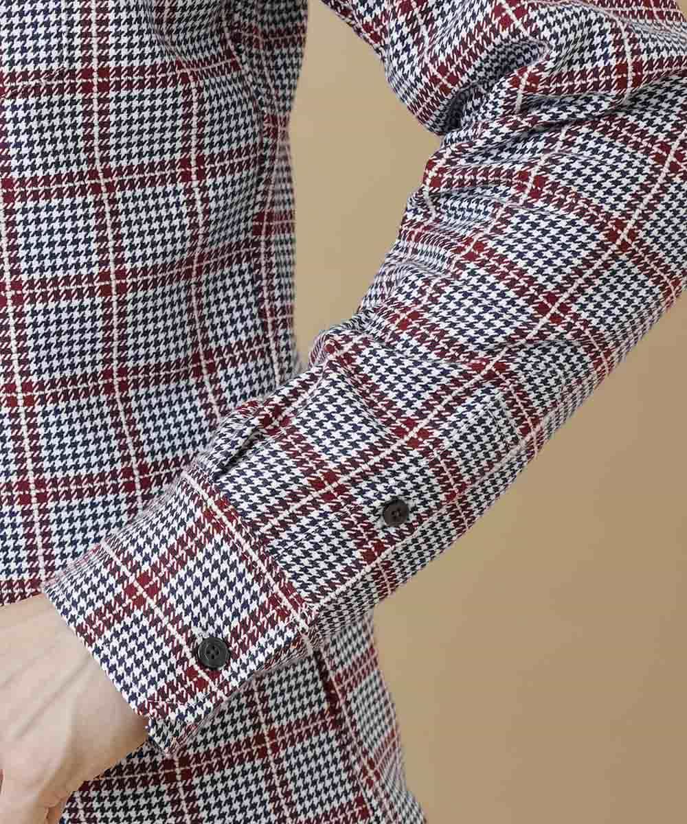 MKBAM64110 MK MICHEL KLEIN HOMME(MKミッシェルクランオム) シャツ／チドリ＆チェックコットン レッド