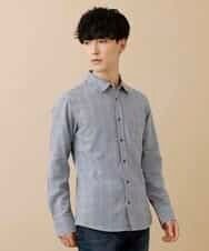 MKBAM64110 MK MICHEL KLEIN HOMME(MKミッシェルクランオム) シャツ／チドリ＆チェックコットン ネイビー