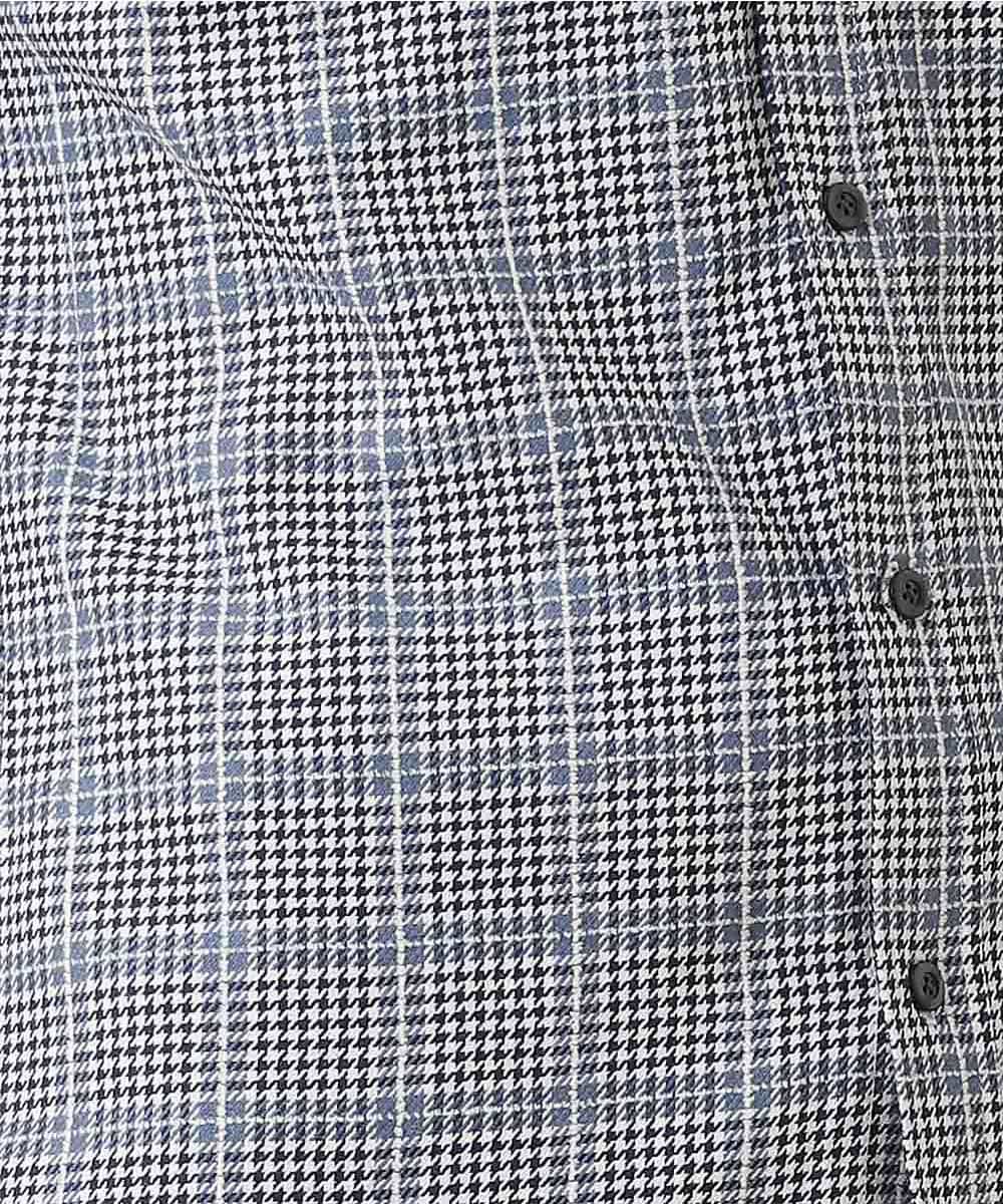 MKBAM64110 MK MICHEL KLEIN HOMME(MKミッシェルクランオム) シャツ／チドリ＆チェックコットン ネイビー