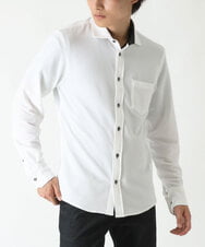 MKBAS60117 MK MICHEL KLEIN HOMME(MKミッシェルクランオム) サッカーストライプシャツ ホワイト(90)