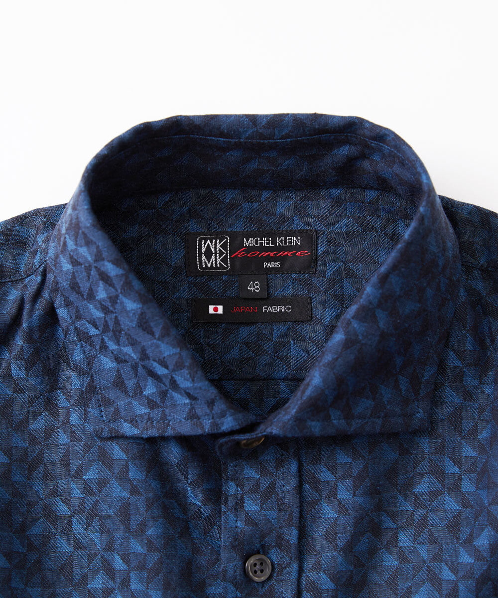 MKBAV50140 MK MICHEL KLEIN HOMME(MKミッシェルクランオム) ジオメトリックジャガードシャツ ネイビー(57)