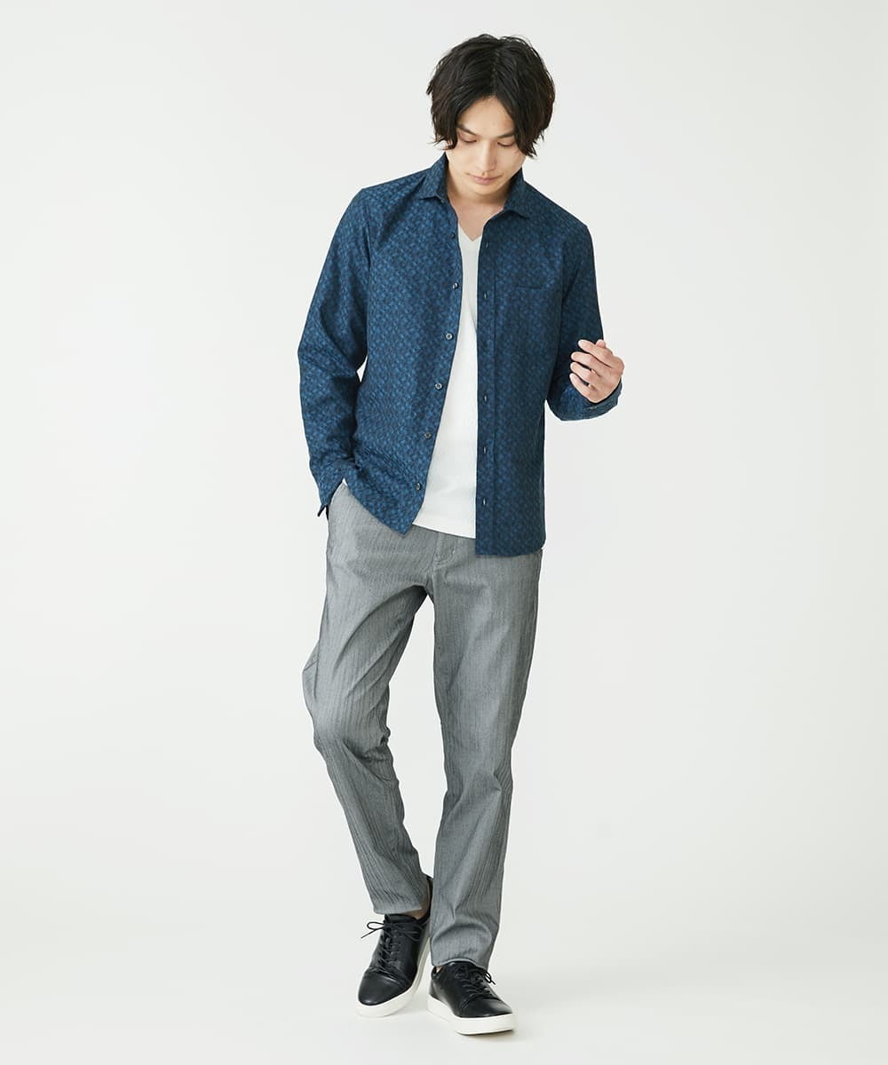 MKBAV50140 MK MICHEL KLEIN HOMME(MKミッシェルクランオム) ジオメトリックジャガードシャツ ネイビー(57)