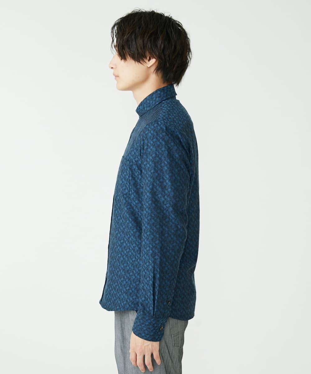 MKBAV50140 MK MICHEL KLEIN HOMME(MKミッシェルクランオム) ジオメトリックジャガードシャツ ネイビー(57)