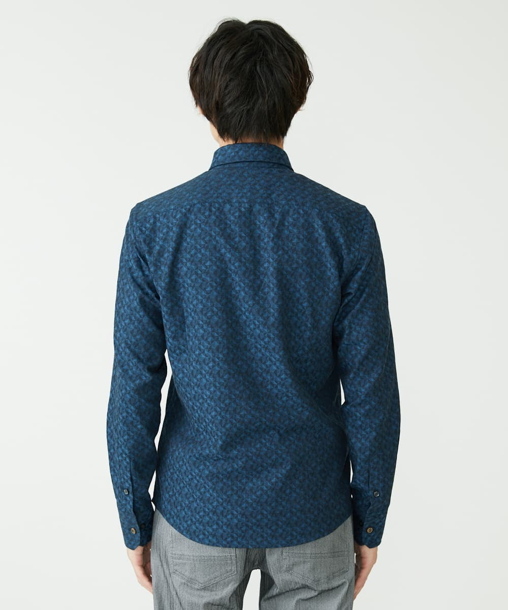 MKBAV50140 MK MICHEL KLEIN HOMME(MKミッシェルクランオム) ジオメトリックジャガードシャツ ネイビー(57)