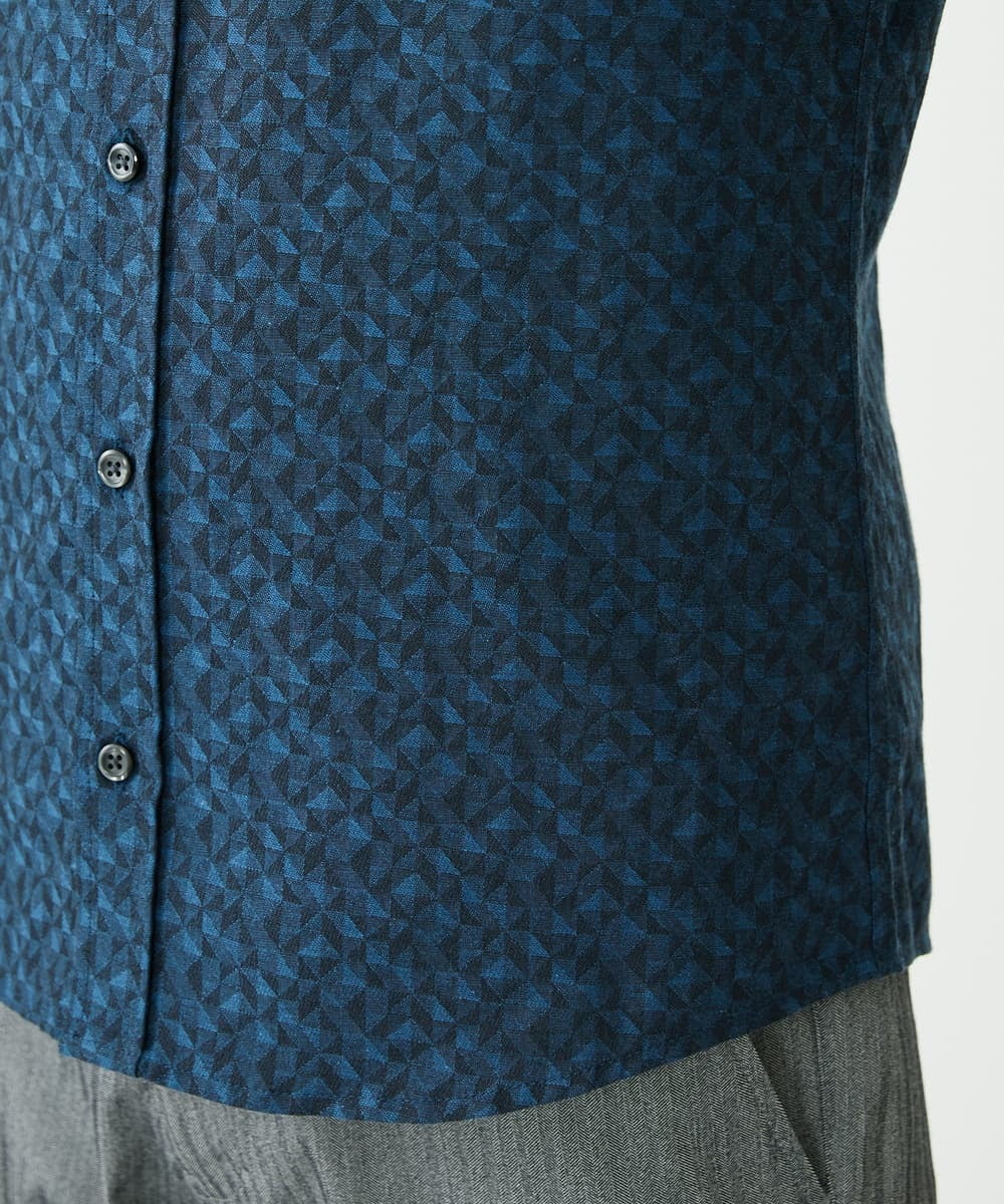 MKBAV50140 MK MICHEL KLEIN HOMME(MKミッシェルクランオム) ジオメトリックジャガードシャツ ネイビー(57)