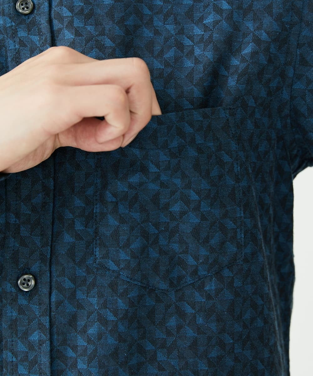 MKBAV50140 MK MICHEL KLEIN HOMME(MKミッシェルクランオム) ジオメトリックジャガードシャツ ネイビー(57)