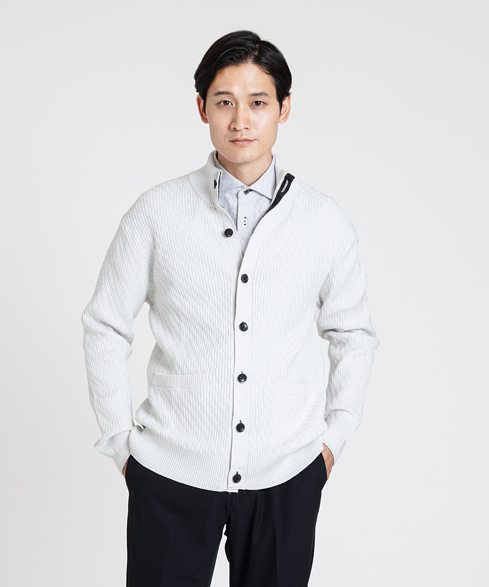 MKBAV50140 MK MICHEL KLEIN HOMME(MKミッシェルクランオム) ジオメトリックジャガードシャツ ホワイト(90)