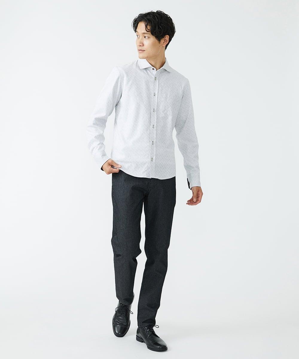MKBAV50140 MK MICHEL KLEIN HOMME(MKミッシェルクランオム) ジオメトリックジャガードシャツ ホワイト(90)