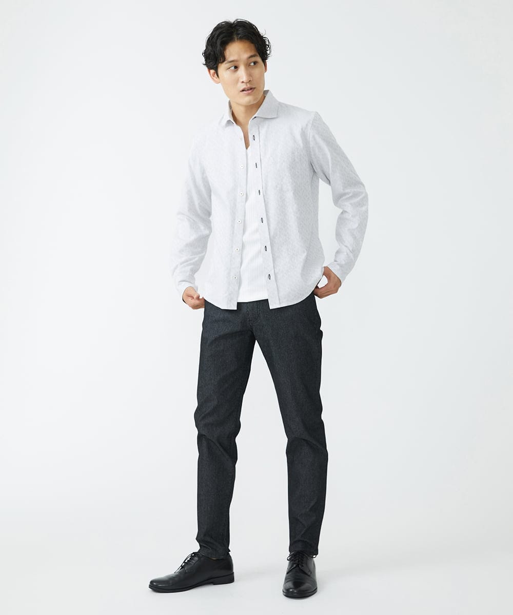 MKBAV50140 MK MICHEL KLEIN HOMME(MKミッシェルクランオム) ジオメトリックジャガードシャツ ホワイト(90)