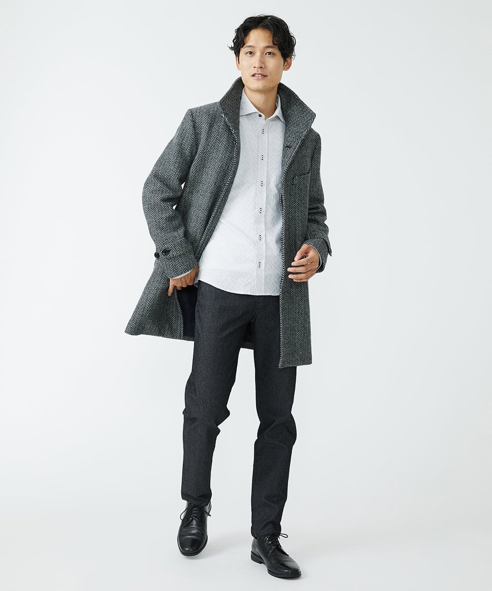 MKBAV50140 MK MICHEL KLEIN HOMME(MKミッシェルクランオム) ジオメトリックジャガードシャツ ホワイト(90)