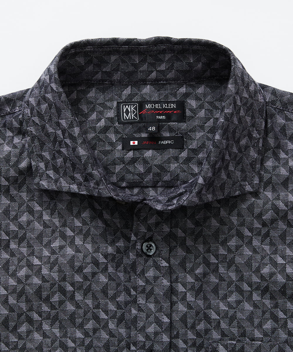 MKBAV50140 MK MICHEL KLEIN HOMME(MKミッシェルクランオム) ジオメトリックジャガードシャツ ダークグレー(93)