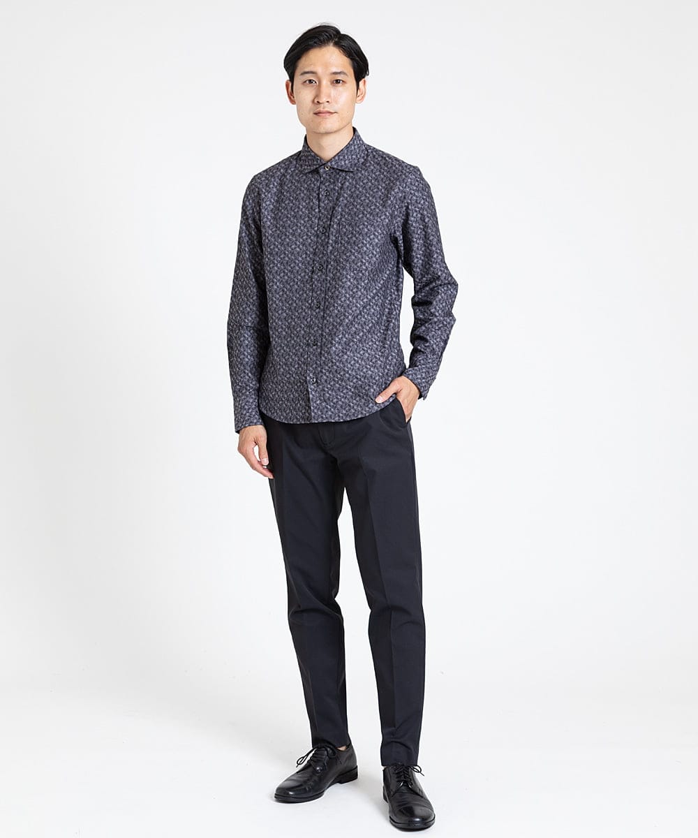 MKBAV50140 MK MICHEL KLEIN HOMME(MKミッシェルクランオム) ジオメトリックジャガードシャツ ダークグレー(93)