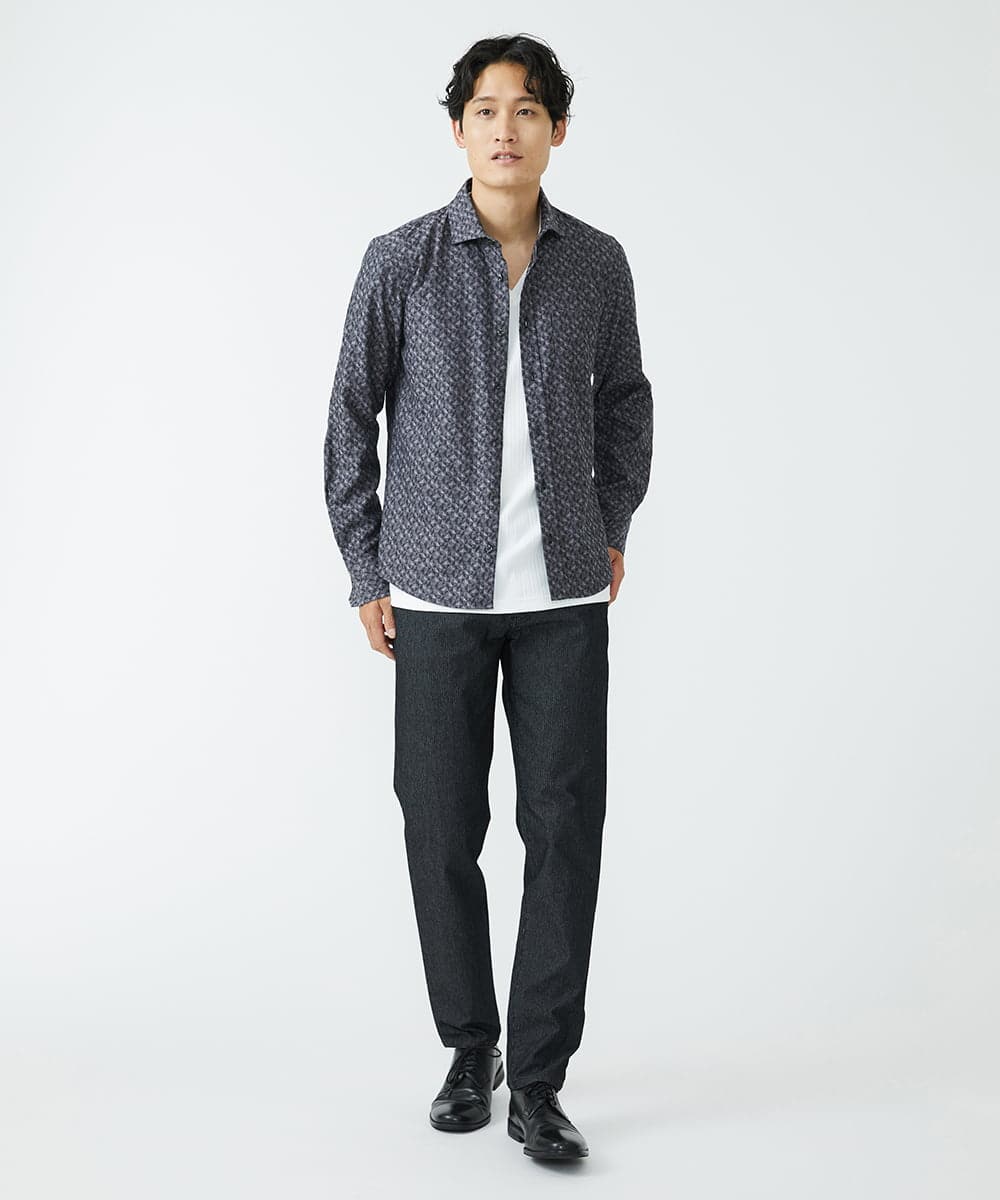 MKBAV50140 MK MICHEL KLEIN HOMME(MKミッシェルクランオム) ジオメトリックジャガードシャツ ダークグレー(93)