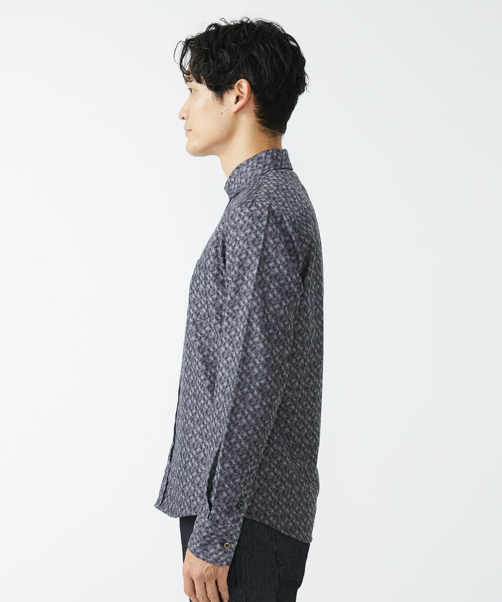 MKBAV50140 MK MICHEL KLEIN HOMME(MKミッシェルクランオム) ジオメトリックジャガードシャツ ダークグレー(93)