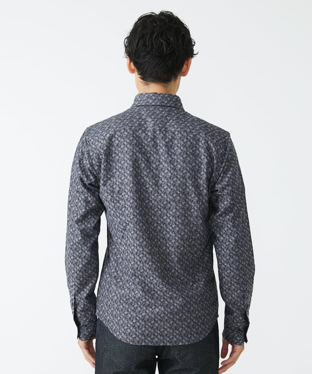MKBAV50140 MK MICHEL KLEIN HOMME(MKミッシェルクランオム) ジオメトリックジャガードシャツ ダークグレー(93)