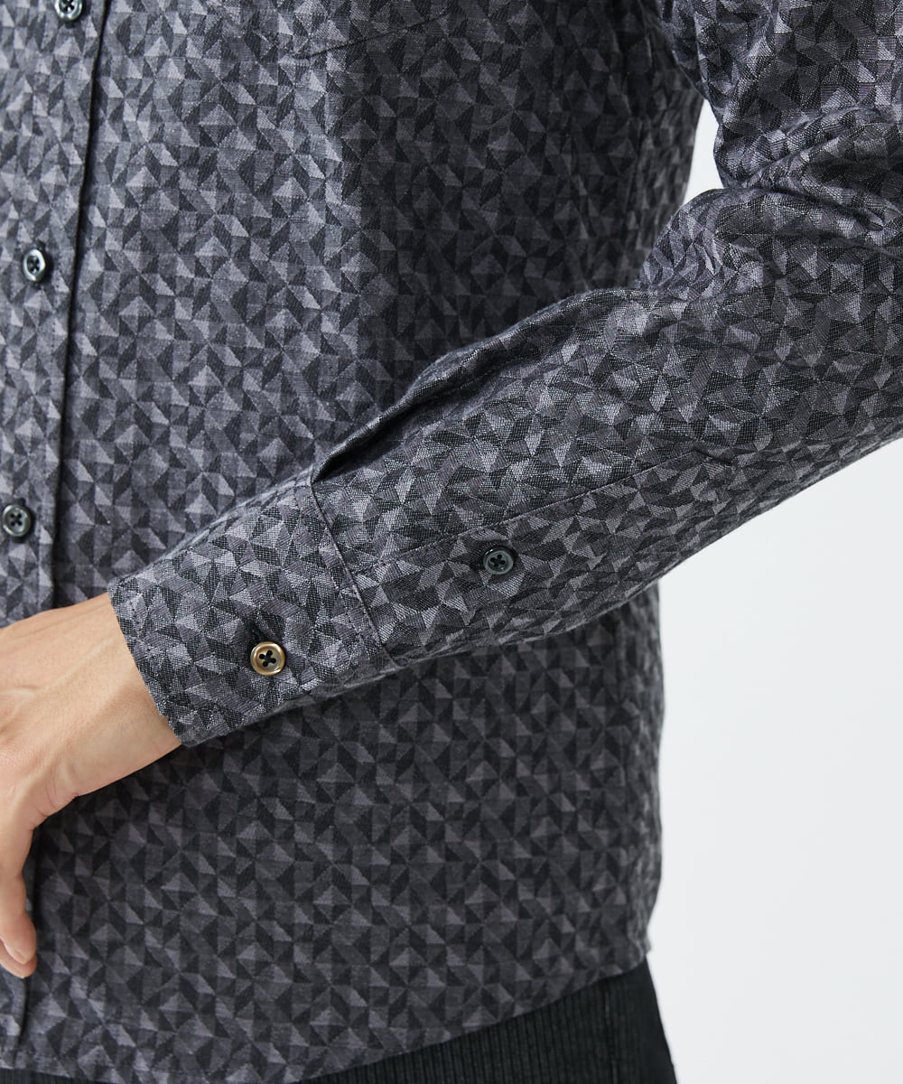 MKBAV50140 MK MICHEL KLEIN HOMME(MKミッシェルクランオム) ジオメトリックジャガードシャツ ダークグレー(93)