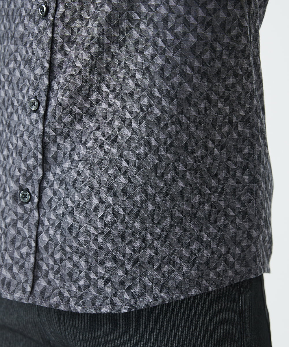 MKBAV50140 MK MICHEL KLEIN HOMME(MKミッシェルクランオム) ジオメトリックジャガードシャツ ダークグレー(93)
