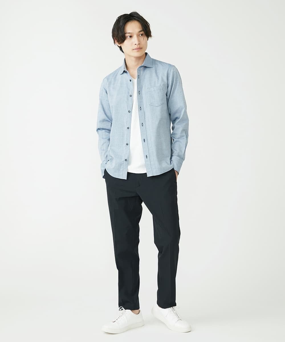 MKBAV51150 MK MICHEL KLEIN HOMME(MKミッシェルクランオム) ドビーストライプシャツ ネイビー(57)