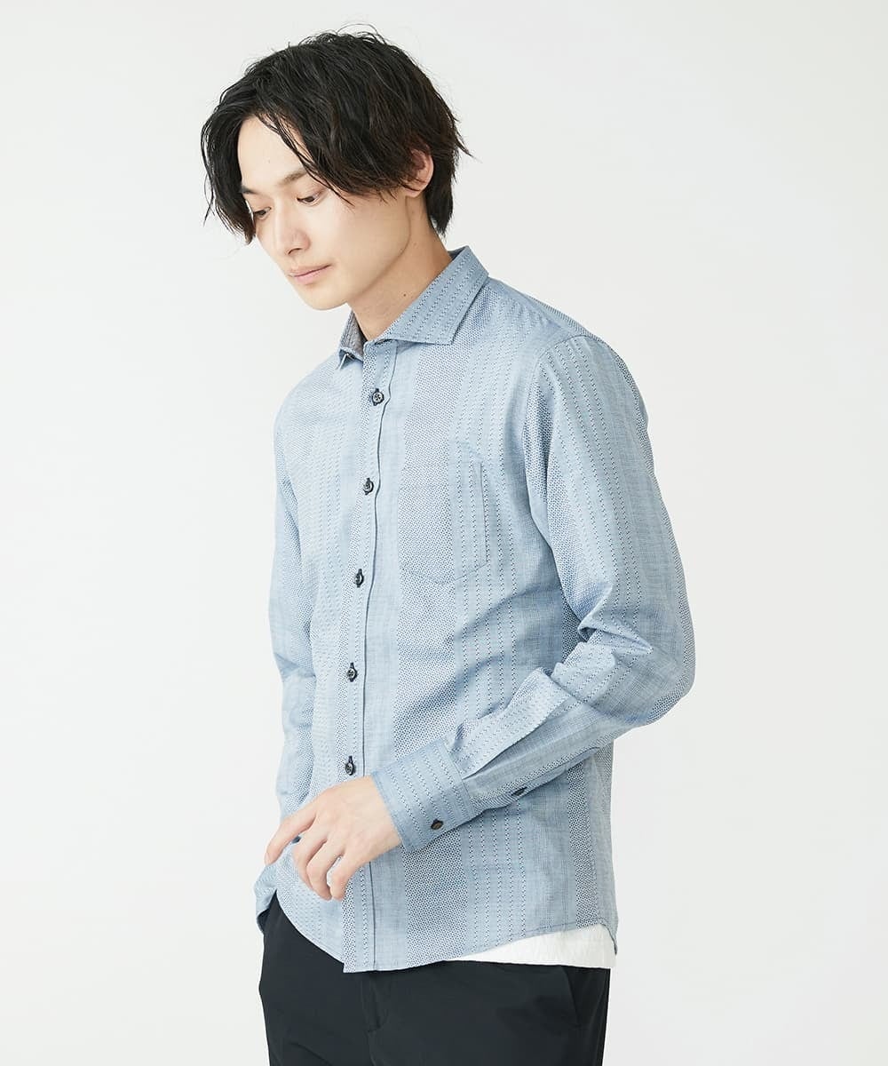MKBAV51150 MK MICHEL KLEIN HOMME(MKミッシェルクランオム) ドビーストライプシャツ ネイビー(57)