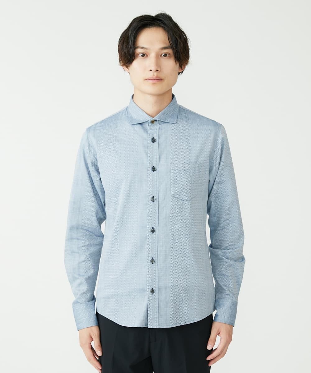 MKBAV51150 MK MICHEL KLEIN HOMME(MKミッシェルクランオム) ドビーストライプシャツ ネイビー(57)
