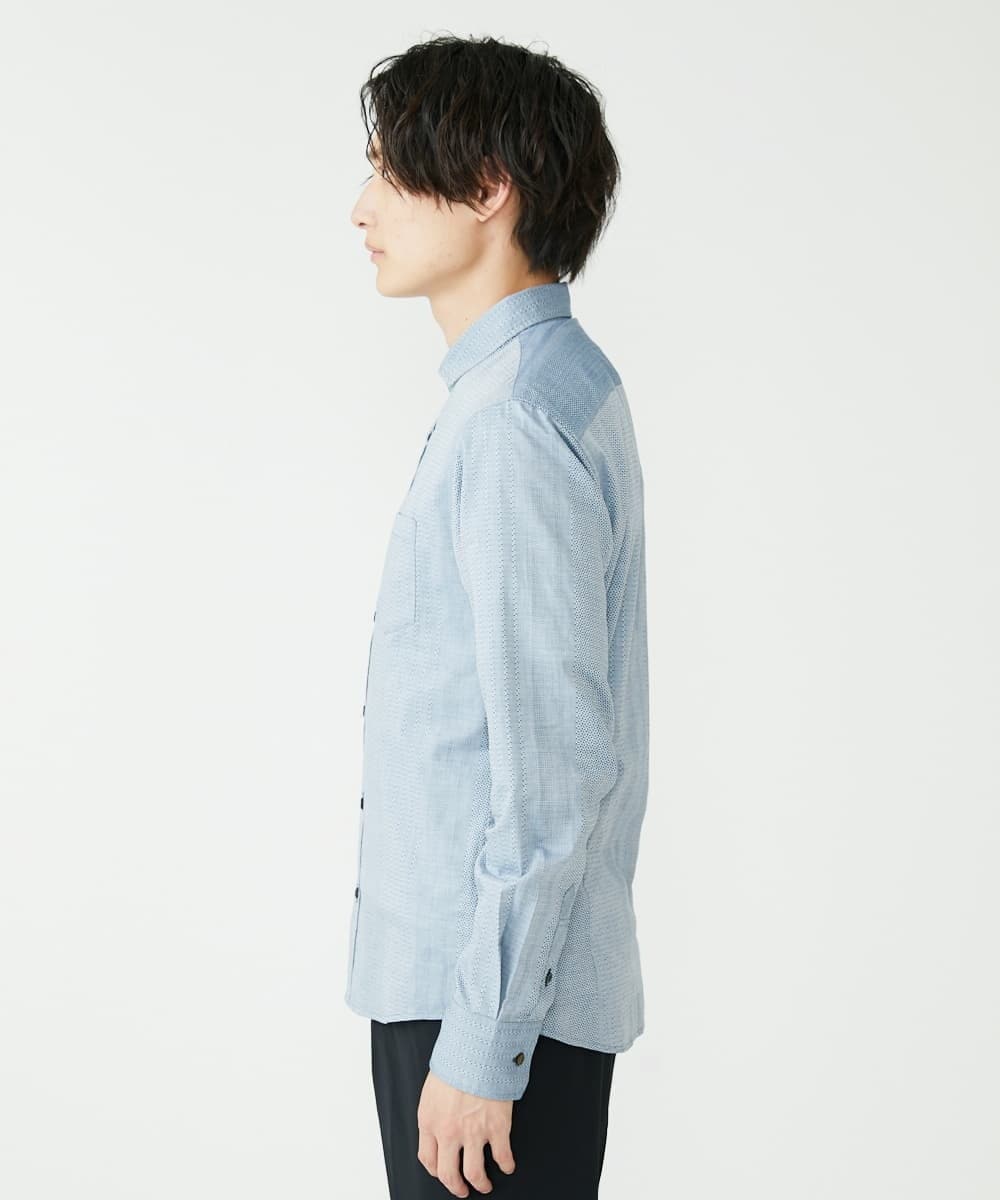 MKBAV51150 MK MICHEL KLEIN HOMME(MKミッシェルクランオム) ドビーストライプシャツ ネイビー(57)