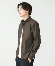 MKBAV51150 MK MICHEL KLEIN HOMME(MKミッシェルクランオム) ドビーストライプシャツ ブラウン(86)