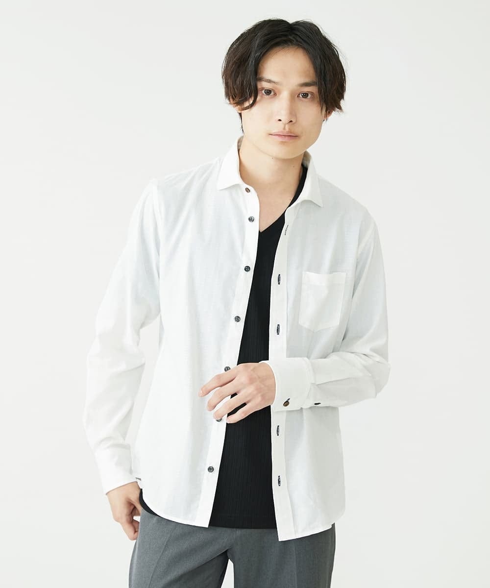 MKBAV51150 MK MICHEL KLEIN HOMME(MKミッシェルクランオム) ドビーストライプシャツ ホワイト(90)
