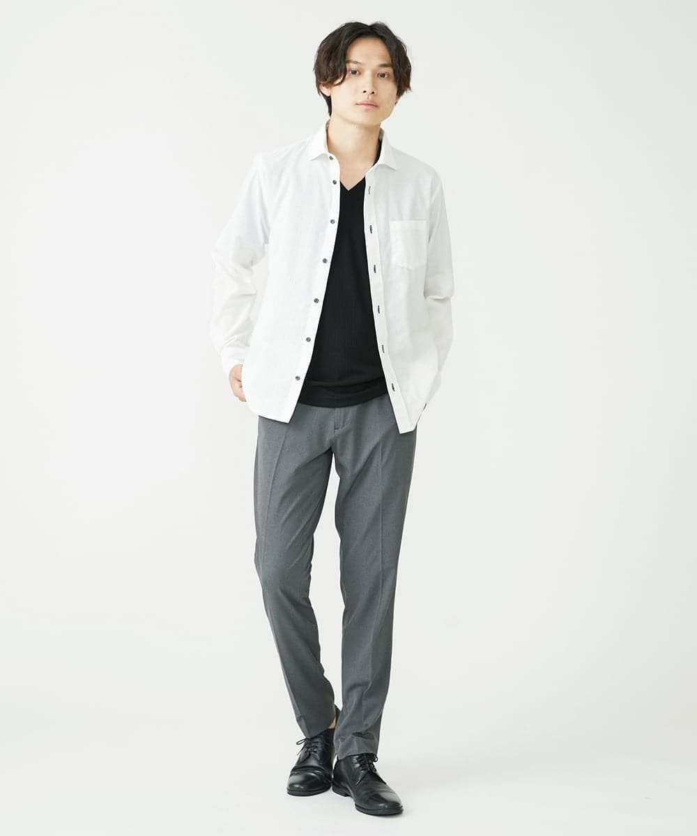 MKBAV51150 MK MICHEL KLEIN HOMME(MKミッシェルクランオム) ドビーストライプシャツ ホワイト(90)