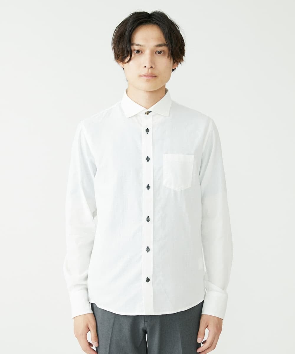 MKBAV51150 MK MICHEL KLEIN HOMME(MKミッシェルクランオム) ドビーストライプシャツ ホワイト(90)