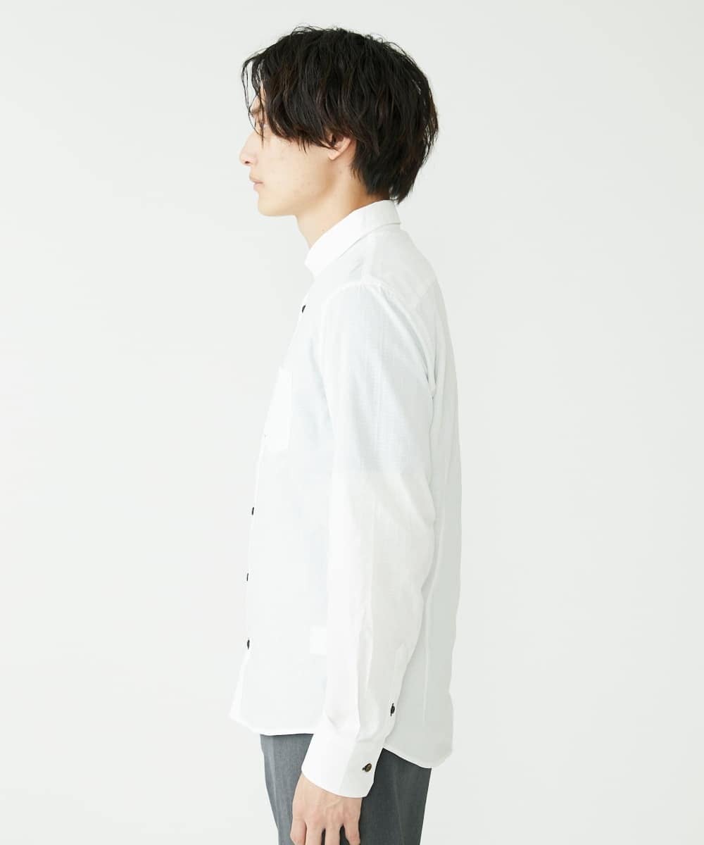 MKBAV51150 MK MICHEL KLEIN HOMME(MKミッシェルクランオム) ドビーストライプシャツ ホワイト(90)