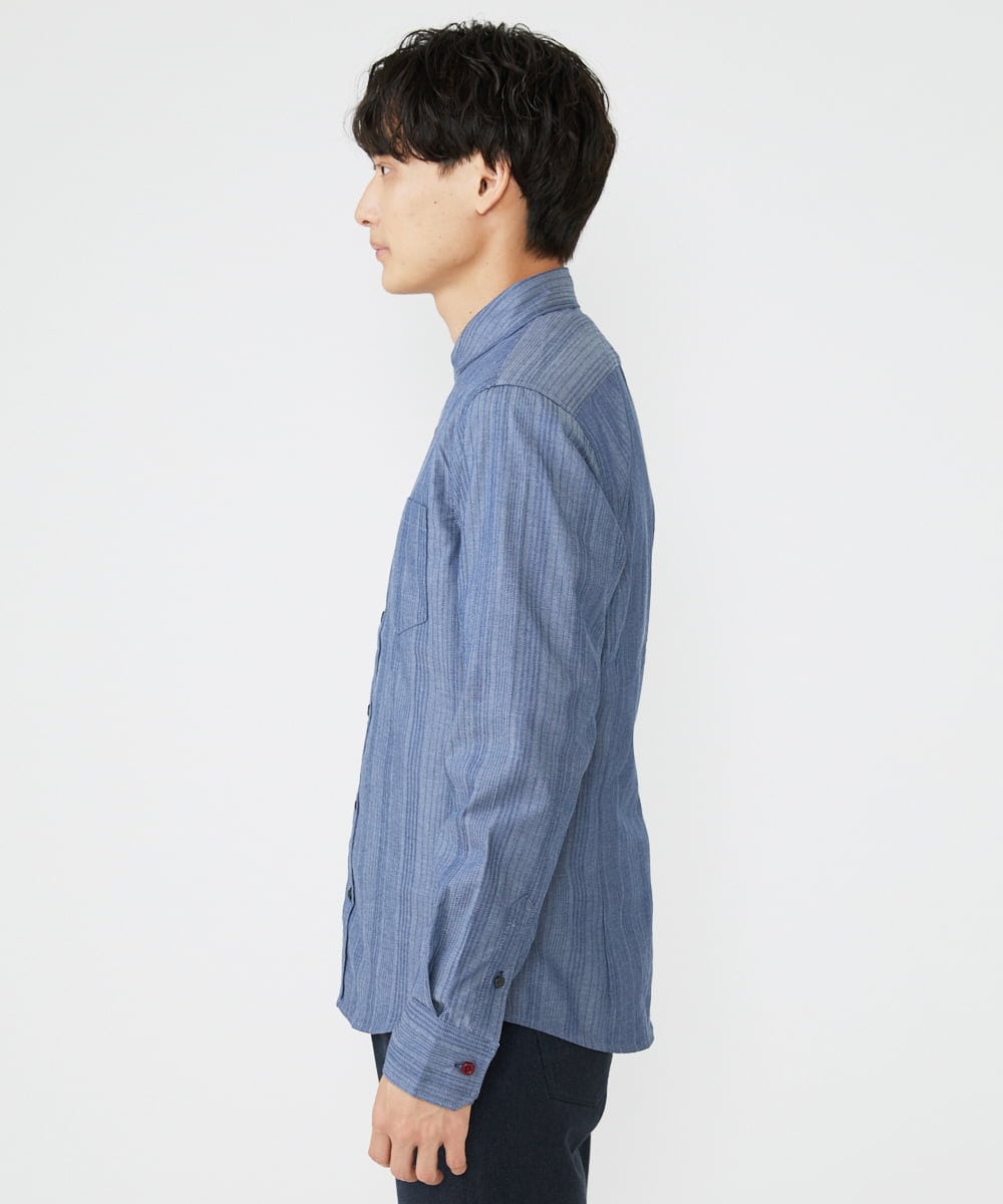 MKBAV53120 MK MICHEL KLEIN HOMME(MKミッシェルクランオム) リバーストライプシャツ ライトブルー(50)