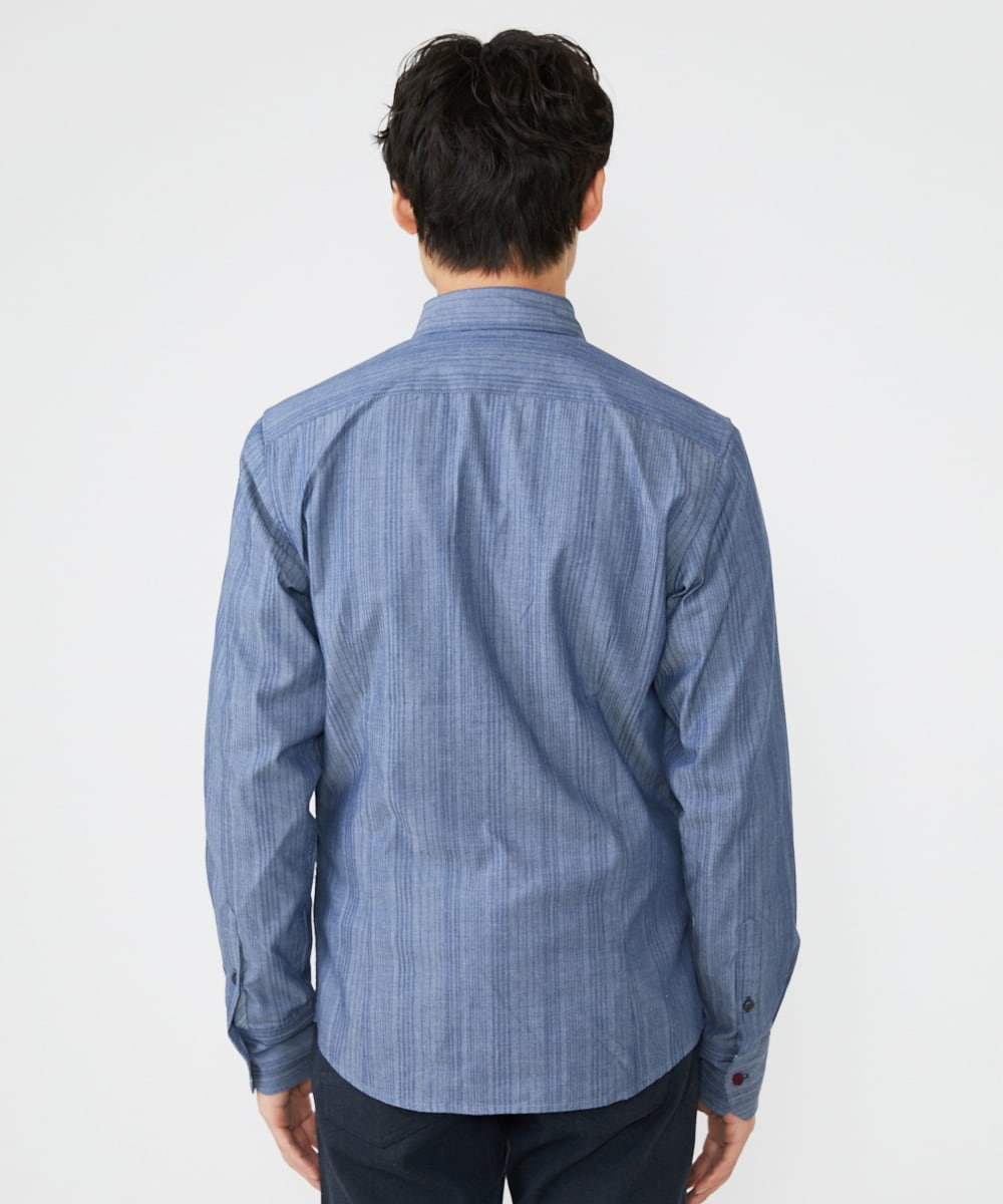 MKBAV53120 MK MICHEL KLEIN HOMME(MKミッシェルクランオム) リバーストライプシャツ ライトブルー(50)