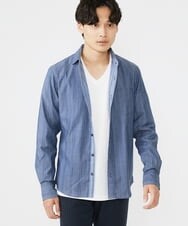 MKBAV53120 MK MICHEL KLEIN HOMME(MKミッシェルクランオム) リバーストライプシャツ ライトブルー(50)