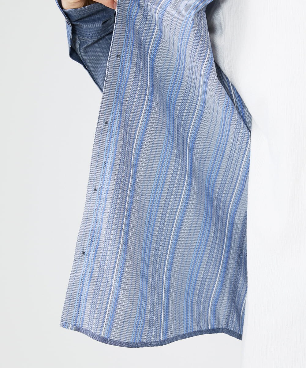 MKBAV53120 MK MICHEL KLEIN HOMME(MKミッシェルクランオム) リバーストライプシャツ ライトブルー(50)