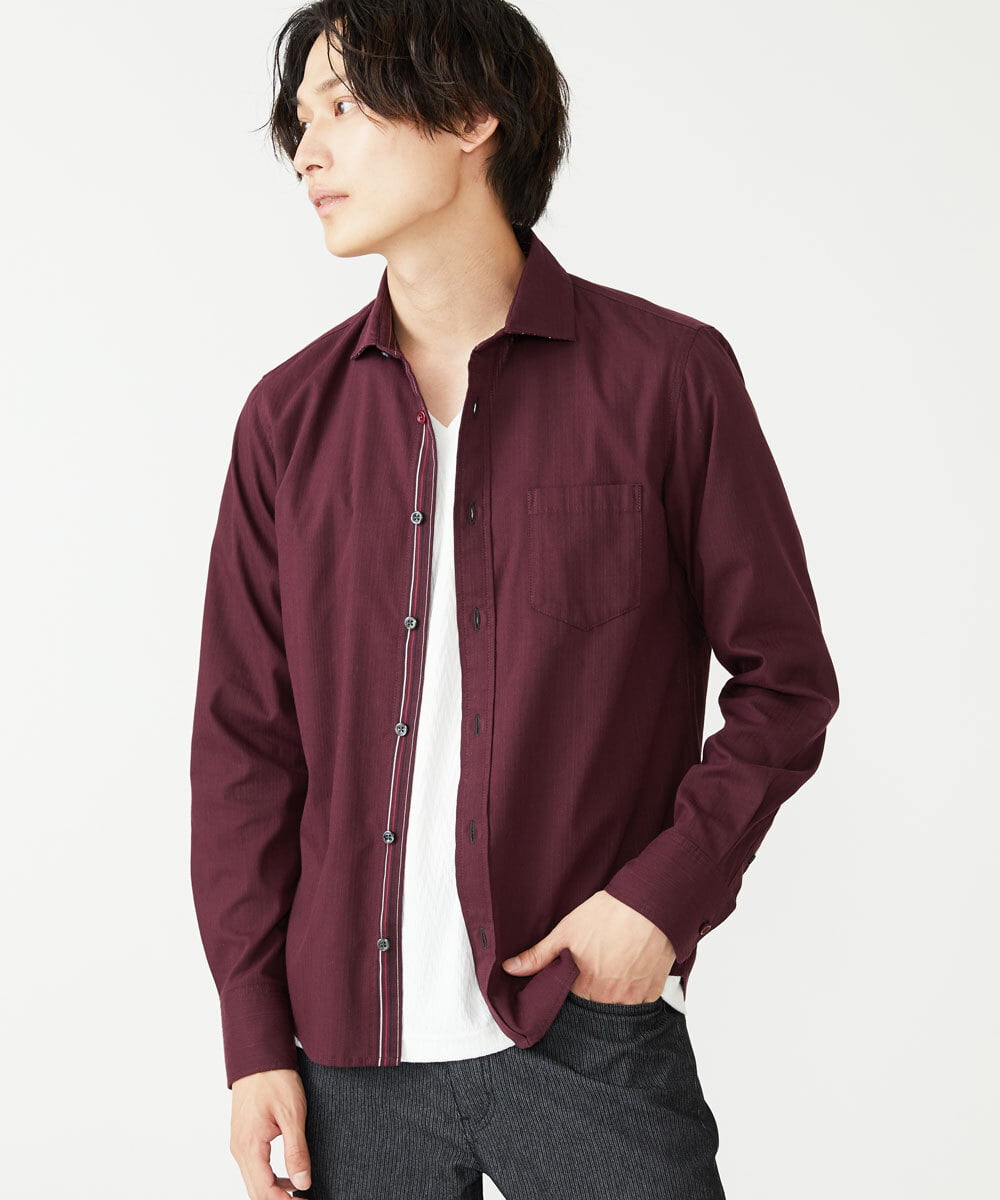 MKBAV53120 MK MICHEL KLEIN HOMME(MKミッシェルクランオム) リバーストライプシャツ パープル(77)