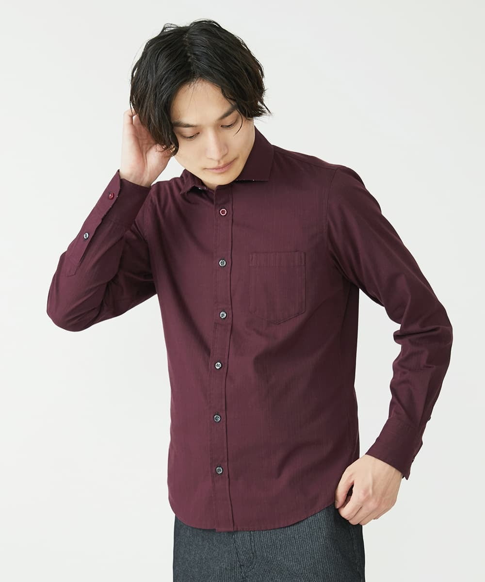 MKBAV53120 MK MICHEL KLEIN HOMME(MKミッシェルクランオム) リバーストライプシャツ パープル(77)