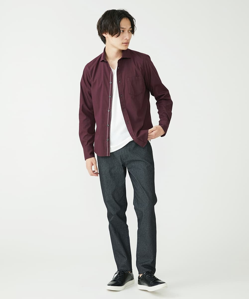 MKBAV53120 MK MICHEL KLEIN HOMME(MKミッシェルクランオム) リバーストライプシャツ パープル(77)