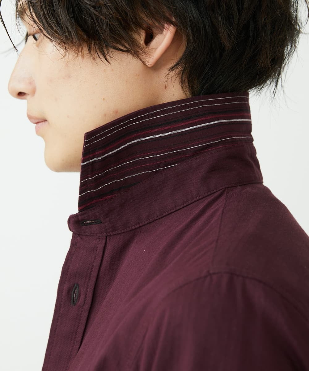 MKBAV53120 MK MICHEL KLEIN HOMME(MKミッシェルクランオム) リバーストライプシャツ パープル(77)