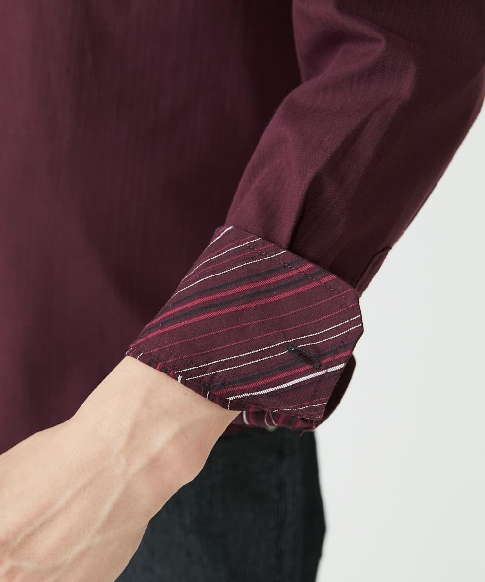 MKBAV53120 MK MICHEL KLEIN HOMME(MKミッシェルクランオム) リバーストライプシャツ パープル(77)