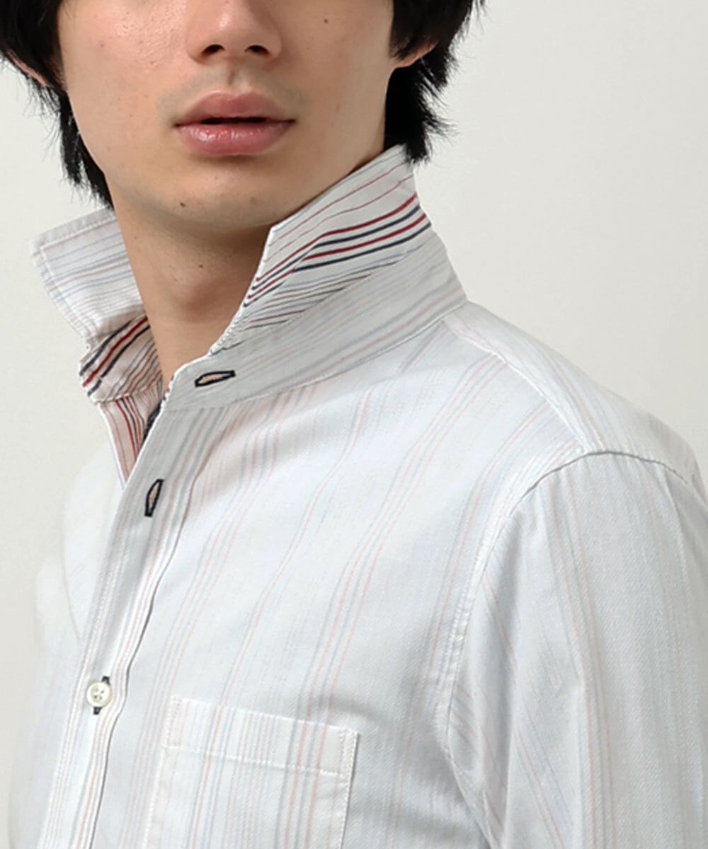 MKBAV53120 MK MICHEL KLEIN HOMME(MKミッシェルクランオム) リバーストライプシャツ ホワイト(90)