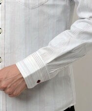 MKBAV53120 MK MICHEL KLEIN HOMME(MKミッシェルクランオム) リバーストライプシャツ ホワイト(90)